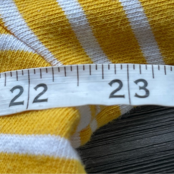Loft Outlet Yellow/White Stripe Cropped Terrycloth Hooded Sweater Women's Med - Picture 6 of 8